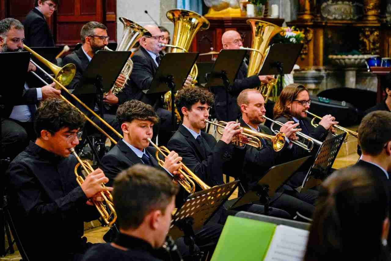Integrantes de una banda de música de Inca durante una actuación
