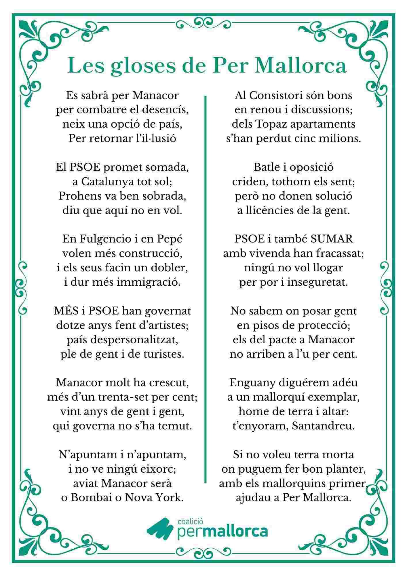 gloses Per Mallorca Manacor 2026