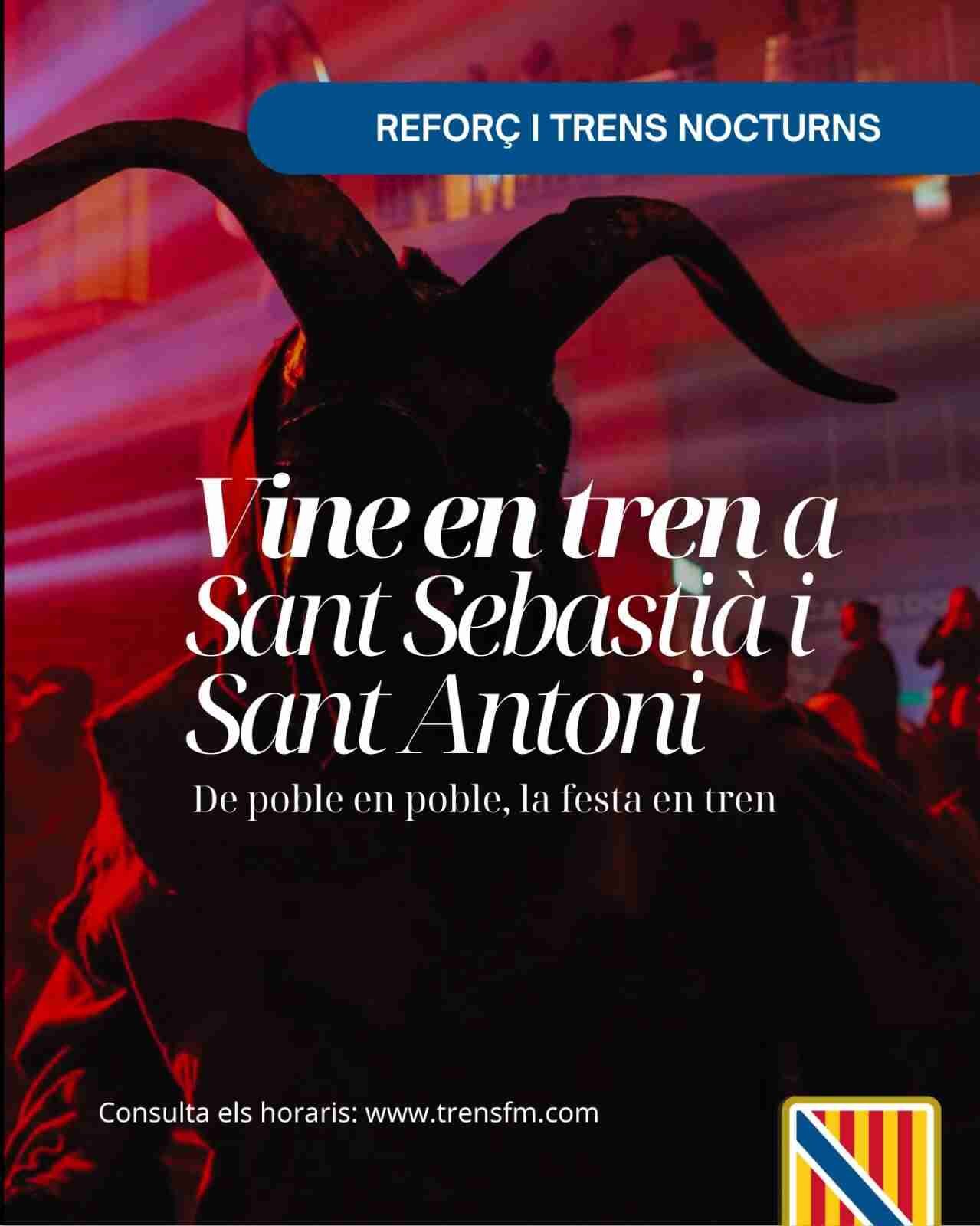 trenes nocturnos Sant Antoni y Sant Sebastià 2026