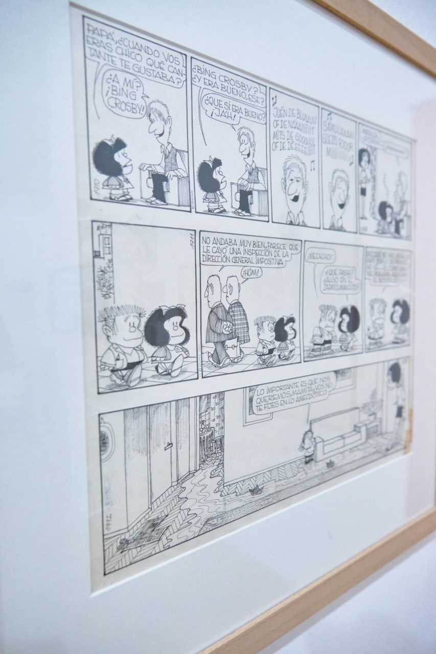 Viñeta original de Mafalda de Quino expuesta en Sa Quartera, Inca