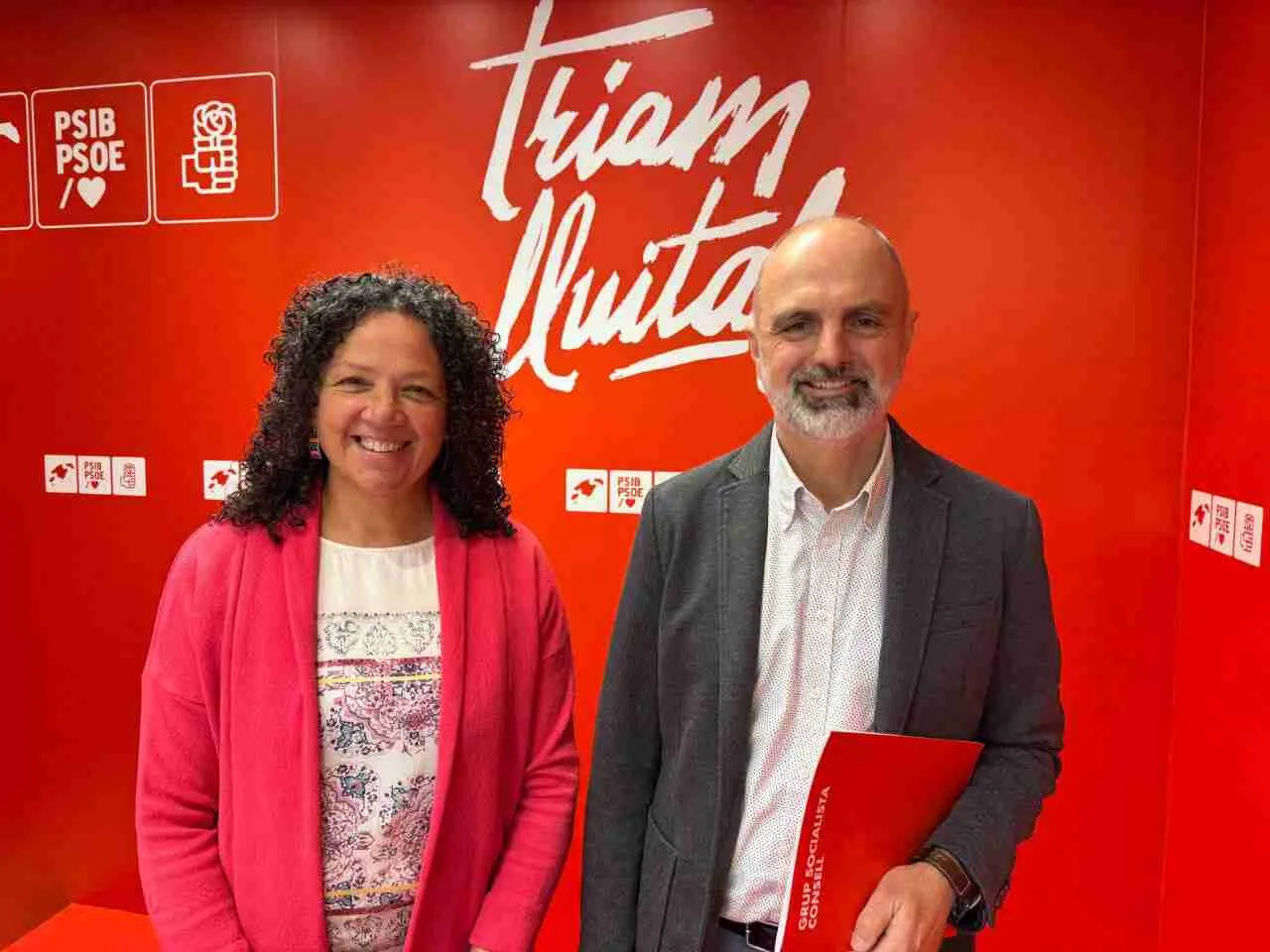 Catalina Cladera y Jaume Mateu durante la rueda de prensa del PSOE de Mallorca