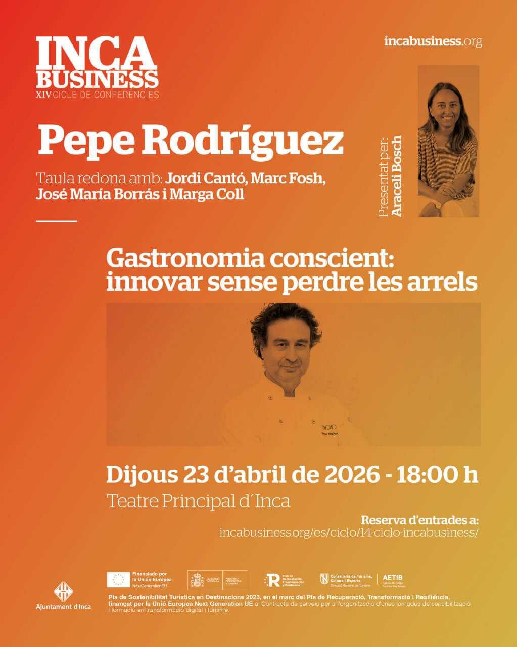 Cartel del evento Gastronomía consciente con Pepe Rodríguez en Inca