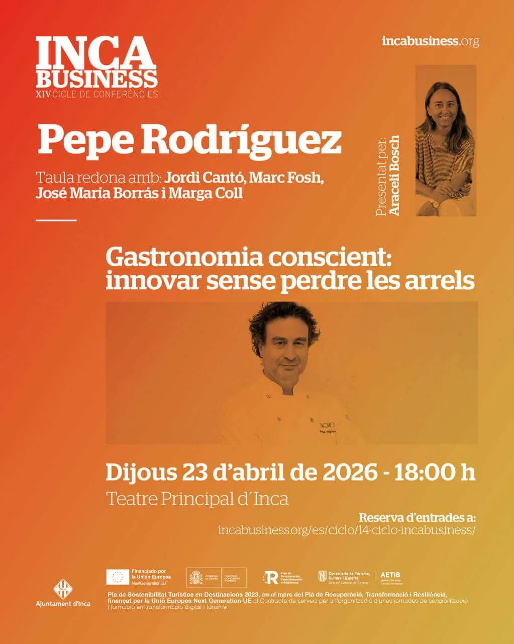 Cartel del evento Gastronomía consciente con Pepe Rodríguez en Inca