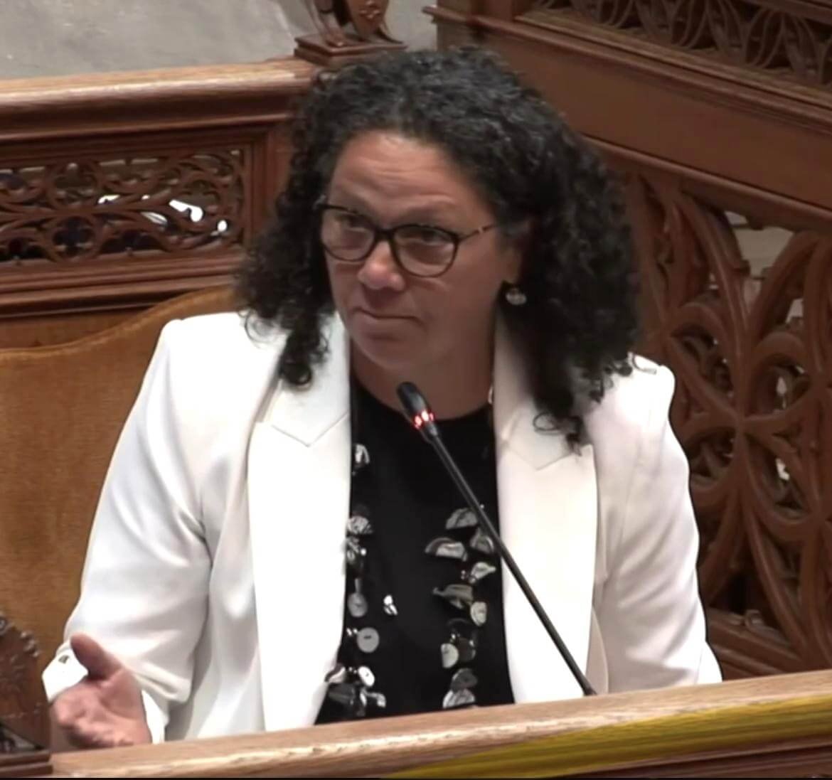 Catalina Cladera, portavoz del PSOE, hablando durante una sesión en el Consell de Mallorca