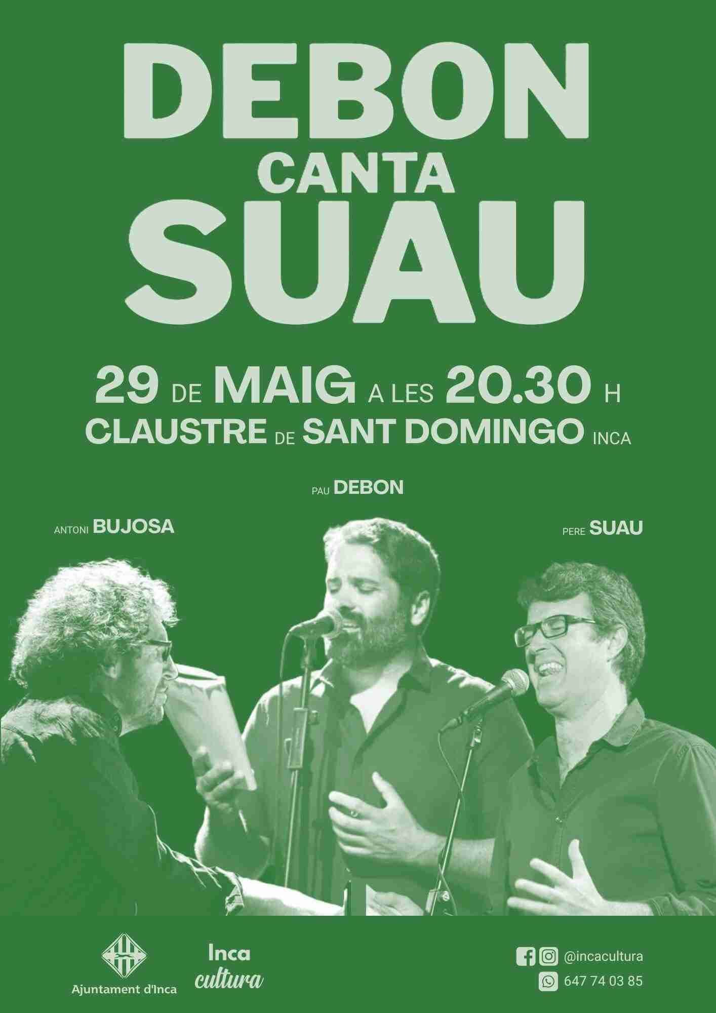Cartel oficial del concierto Debon canta Suau en el Claustro de Santo Domingo de Inca