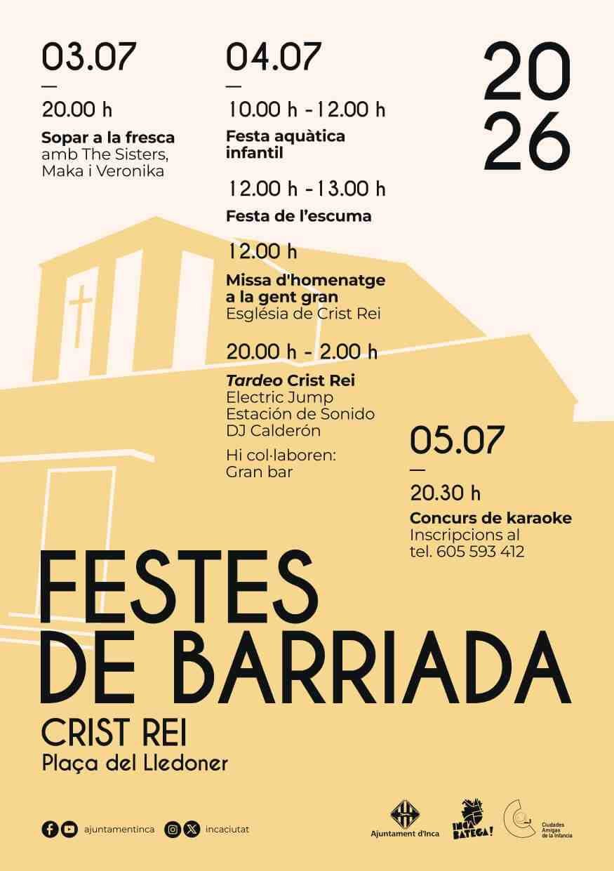 Cartel oficial de las fiestas de la barriada de Cristo Rey de Inca 2026