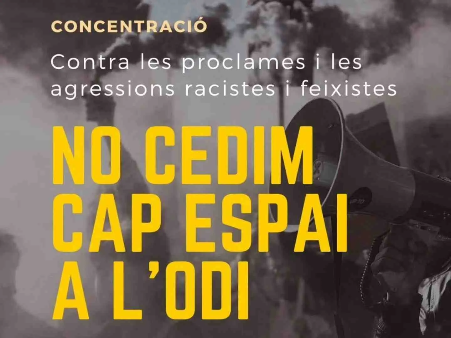 Cartel de la extrema izquierda con el lema "Contra las proclamas y las agresiones racistas y fascistas"