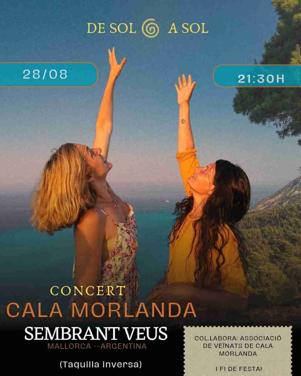 Cartel del concierto De sol a sol del dúo Sembrant Veus en las fiestas de verano de Cala Morlanda