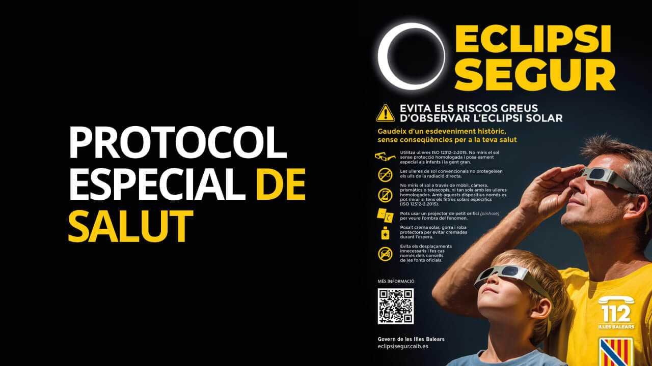 Infografía oficial con recomendaciones sanitarias para observar el eclipse solar