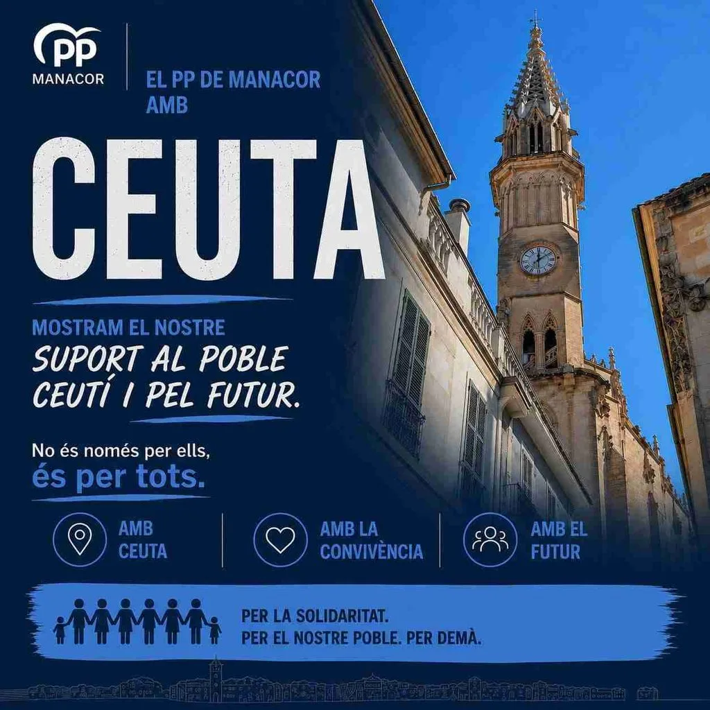 Cartel difundido por el Partido Popular de Manacor en sus redes sociales en apoyo al pueblo de Ceuta