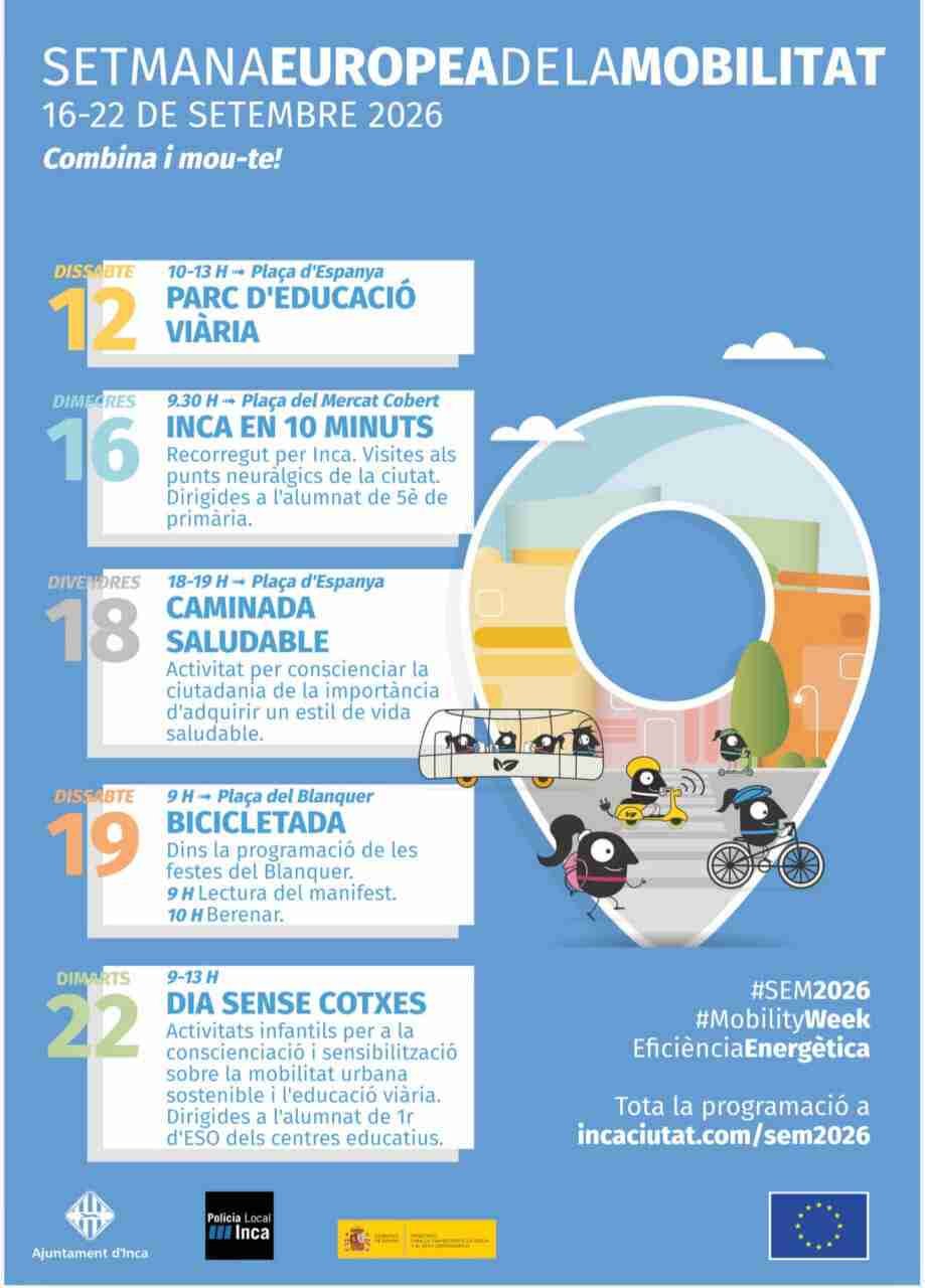 Cartel con el programa de actos de la Semana Europea de la Movilidad en Inca