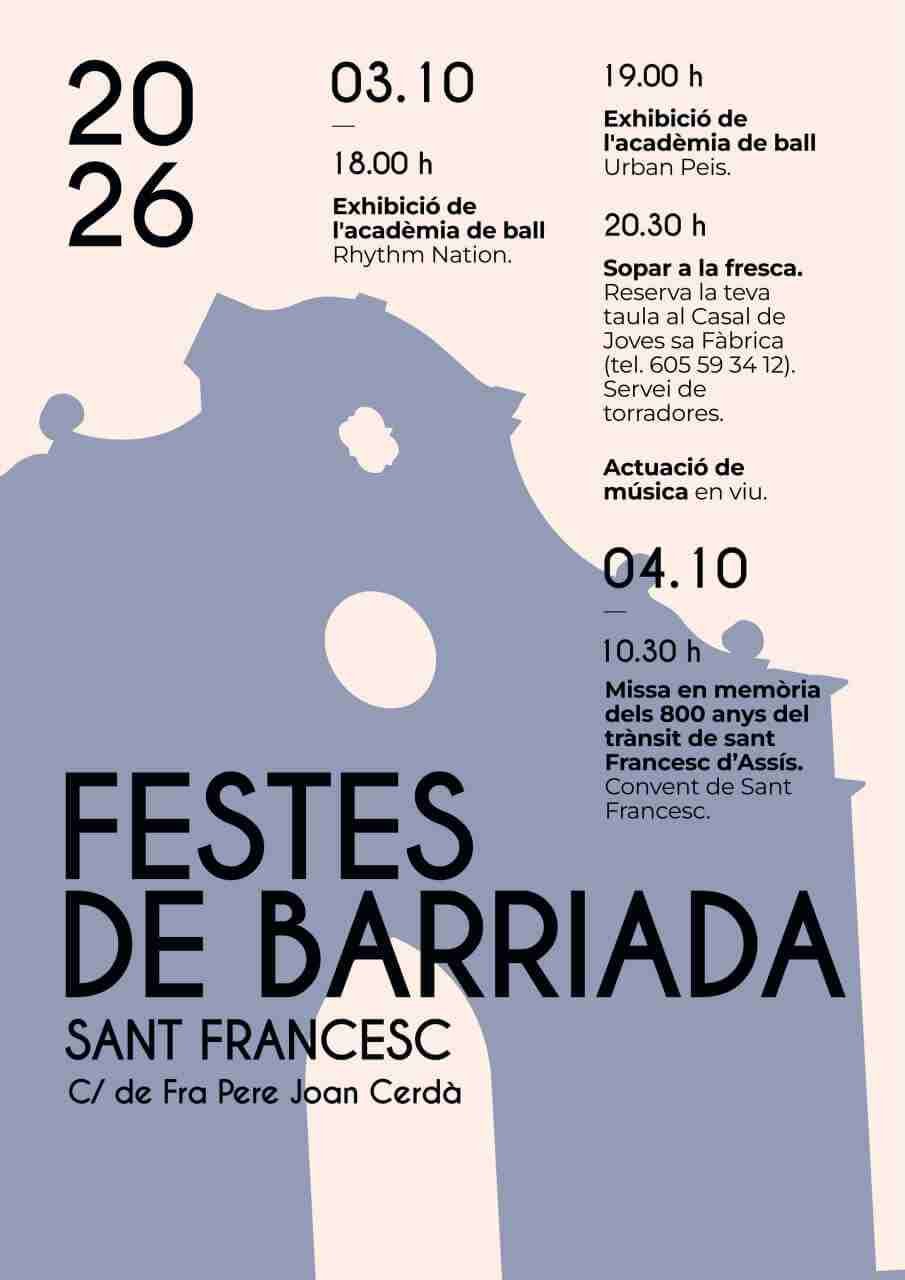 Cartel del programa de actos de las fiestas de Sant Francesc en Inca