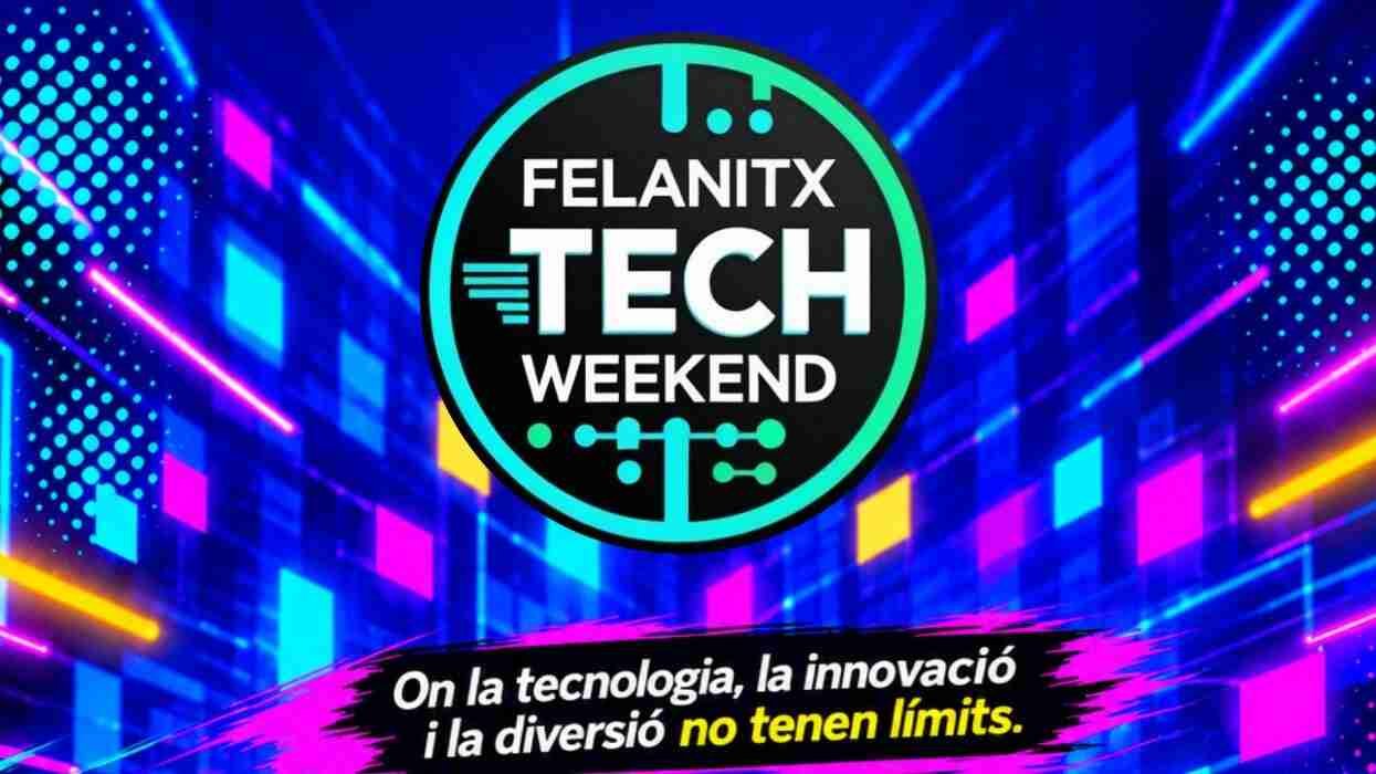 Logotipo oficial del Felanitx Tech Weekend 2026 con luces de neón